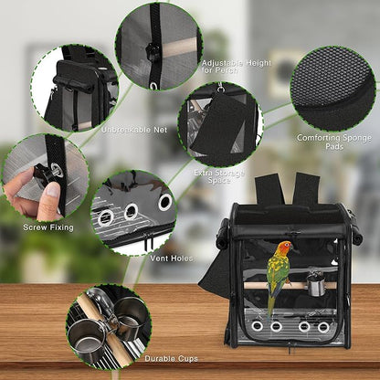 Bird Carrier with Seat Belt for Car Travel, Bird Backpack Carrier with - Image 4