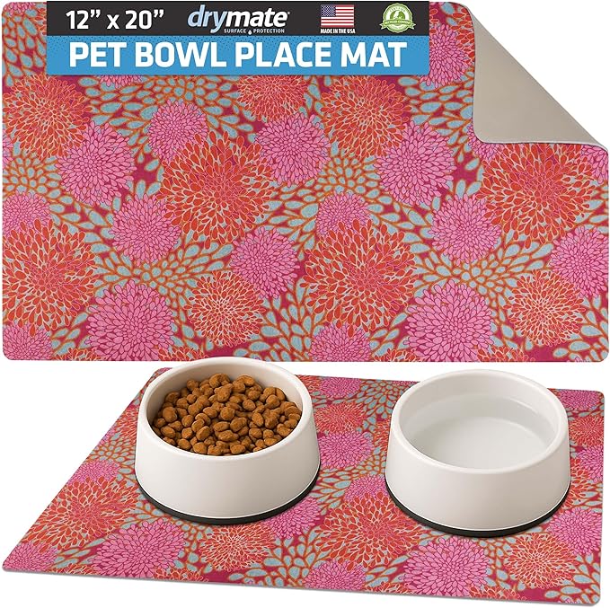 Drymate Pet Bowl Placemat, Dog & Cat Food Feeding Mat by Drymate
