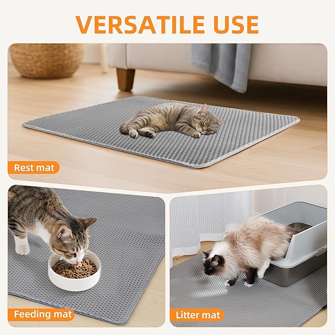 Large Cat Litter Mat for Litter Box, Non-Slip Water Proof Kitty Litter Pad - Image 8