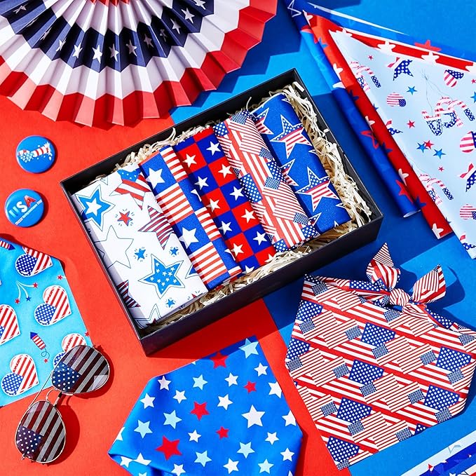 Preboun 50 Pcs Patriotic Dog Bandanas Bulk 4th of July Bandanas - Image 5