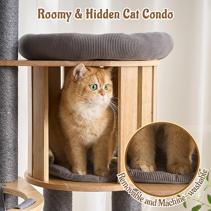 Modern Cat Tree Tower with Scratching Post, 61.5in Tall Cat Tree - Image 4