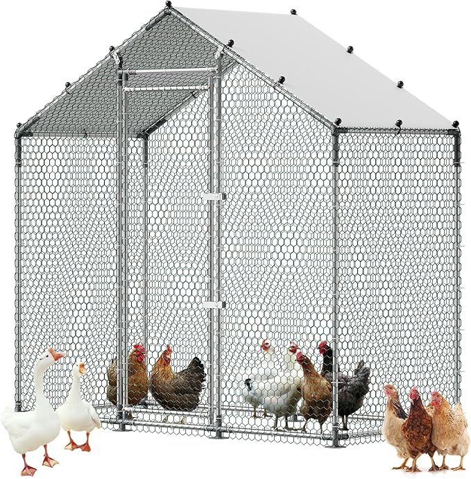 VEVOR Large Metal Chicken Coop, 6.6 x 3.3 x 6.6 ft, Walk-in Chicken Run House by VEVOR