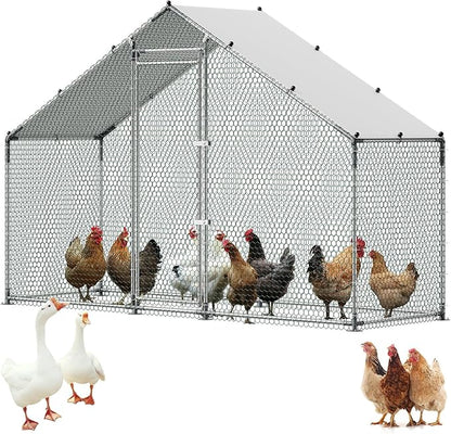 VEVOR Large Metal Chicken Coop, 9.8 x 3.3 x 6.6 ft, Walk-in Chicken Run House by VEVOR