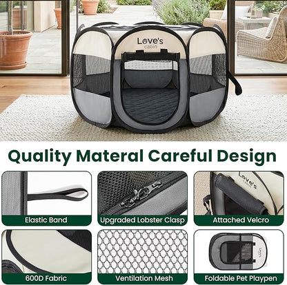 Love's cabin Dog Playpen with Washable Pee Pad, Puppy Pet Cat Playpen Small - Image 8
