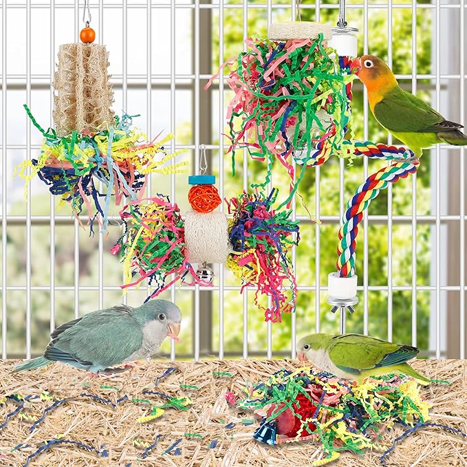 Bird Shredding Foraging Toys Parakeet Toy Chewing Hanging Toy Shredded Paper - Image 3