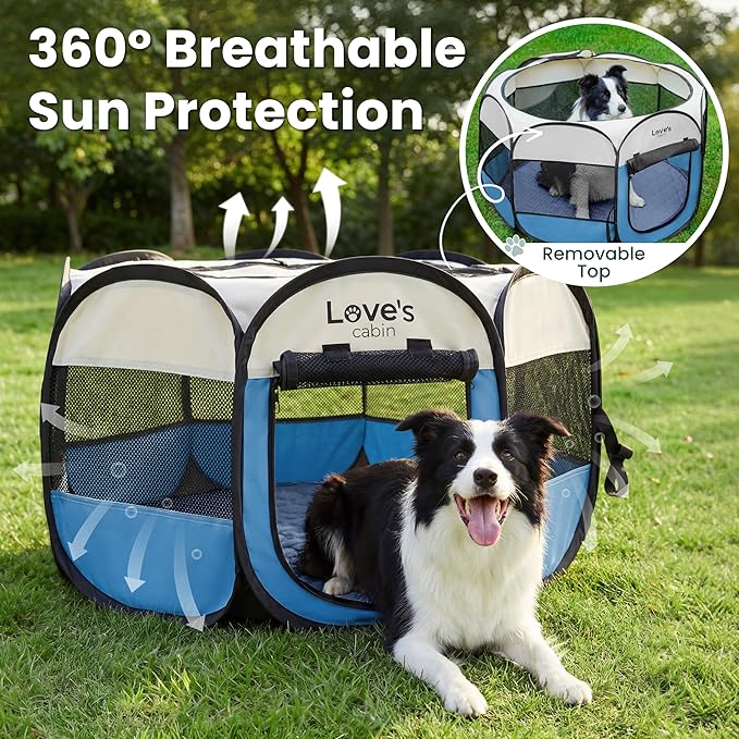 Love's cabin Dog Playpen with Washable Pee Pad, Puppy Pet Cat Playpen Small - Image 7
