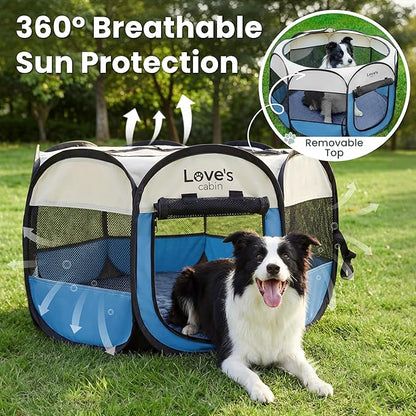 Love's cabin Dog Playpen with Washable Pee Pad, Puppy Pet Cat Playpen Small - Image 7