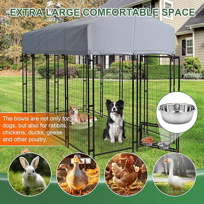 8x4x6 FT Outdoor Dog Kennels for Large Dogs, Heavy Duty Welded Wire Steel - Image 5