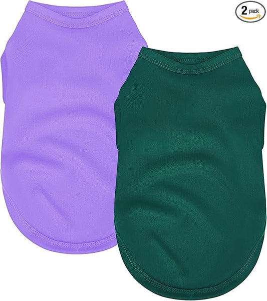2 Pack Solid Color Dog Shirts – Lightweight, Breathable Pet T-Shirts, Durable by Unknown