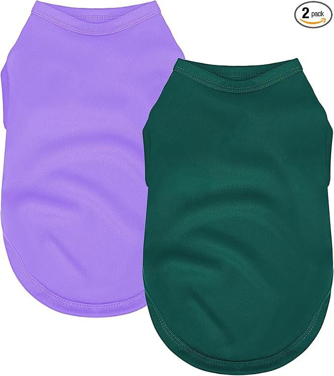 2 Pack Solid Color Dog Shirts – Lightweight, Breathable Pet T-Shirts, Durable by Unknown