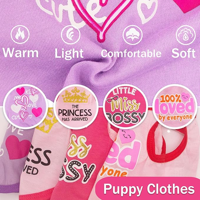 4 Pieces Puppy Clothes for Small Dogs Girl Girl Dog Clothes Cute Soft Dog - Image 5