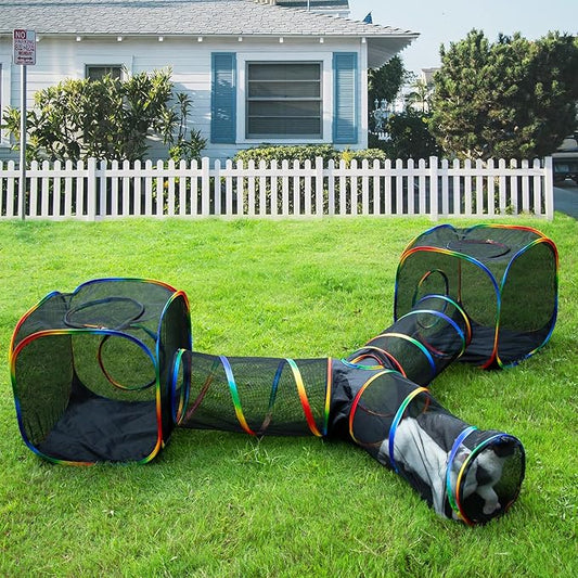 Outdoor Rainbow Cat Enclosures Playground, Outside House by MAKEPETLUCKY-WelcometoCatTunnelClub