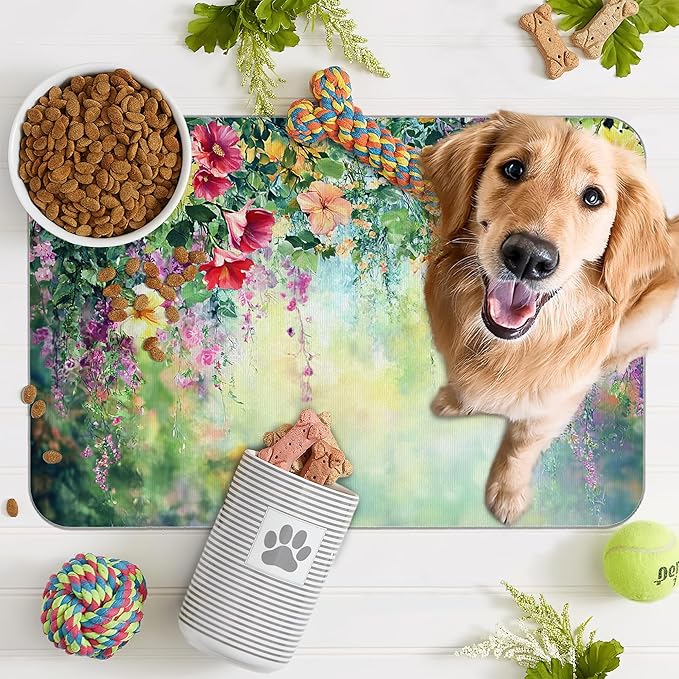 Abstract Spring Flowers Dog Food Mat - Image 7