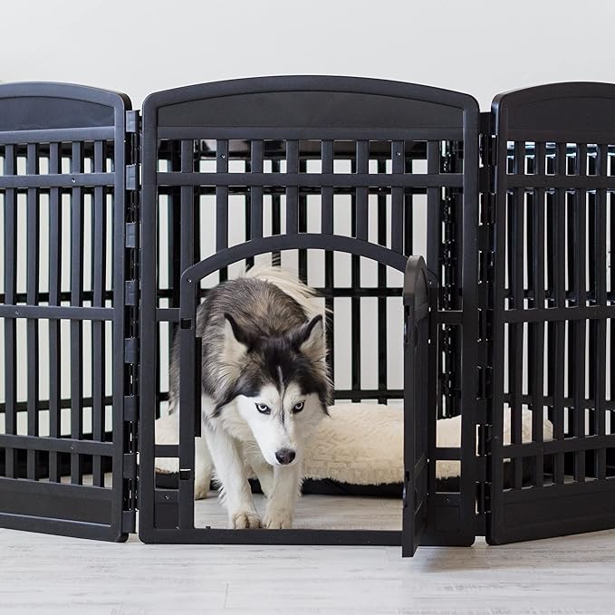 IRIS USA Dog Playpen with Door, 34” 8 Panel Pet Exercise Pen – Indoor Outdoor - Image 9
