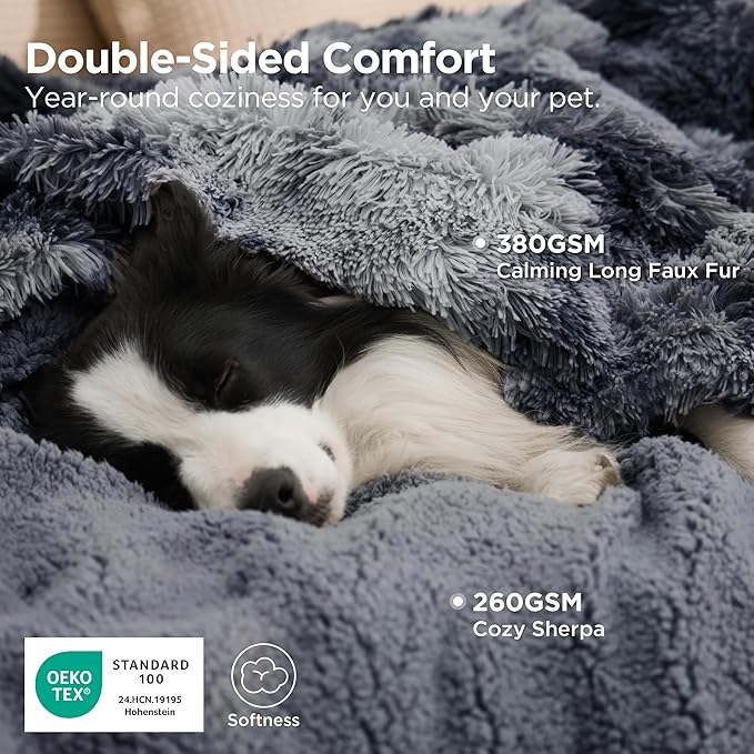 Bedsure Dog Blankets for Small Dogs, Fluffy Waterproof Dog Blanket for Couches - Image 2