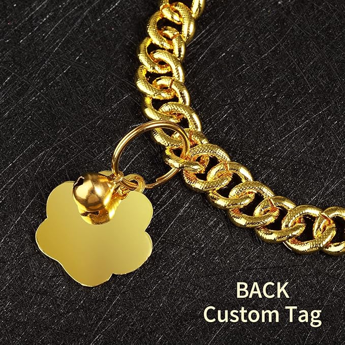 Hillban Cat Collar Diamond Chain Glitter Collar Walking Metal - Image 4