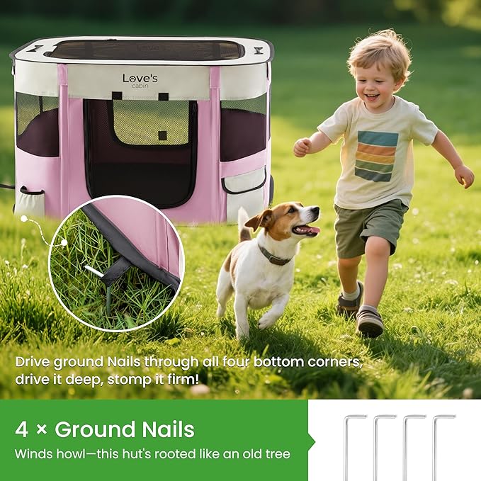 Love's cabin Pet Puppy Dog Playpen, Medium Dog Tent Crates Cage Indoor/Outdoor - Image 5