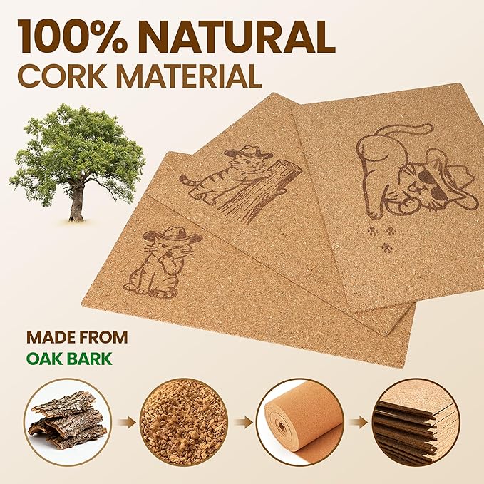 Natural Cork Cat Scratcher Art 3pcs-Cat Scratching-Cat Scratch Mats-Art - Image 2