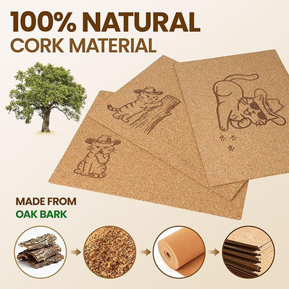 Natural Cork Cat Scratcher Art 3pcs-Cat Scratching-Cat Scratch Mats-Art - Image 2