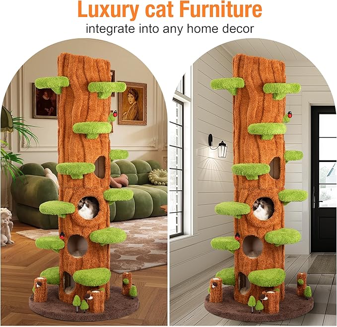 2-Pack 90.5" Tall Cat Tree for Indoor Cats, KAMABOKO Multi-Level Tall Cat Tower - Image 6