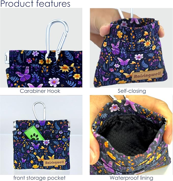 Raisingwell Dog Treat Pouch, Pocket Sized Pet Training Pouch, Cotton Fabric - Image 3