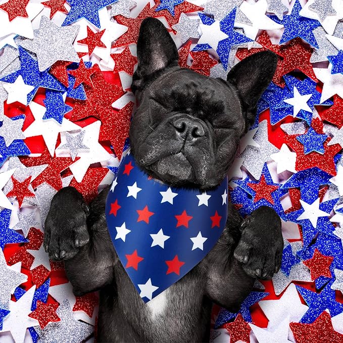 Preboun 50 Pcs Patriotic Dog Bandanas Bulk 4th of July Bandanas - Image 2