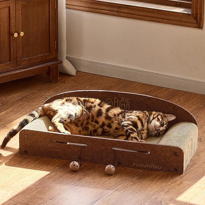 FUKUMARU 26 Inch Cat Scratcher Bed, 2 Reversible Cardboard Cat Scratch Pads - Image 7