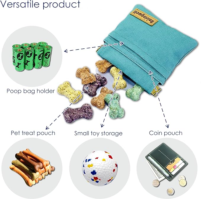 Raisingwell Dog Treat Pouch, Cotton Fabric, Hand Free Dog Walking Bag - Image 4