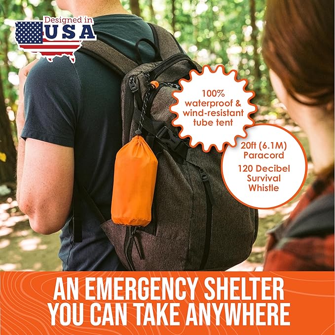 Go Time Gear Survival Life Tent • 2 Person Mylar Emergency Shelter Tube Tent + - Image 2