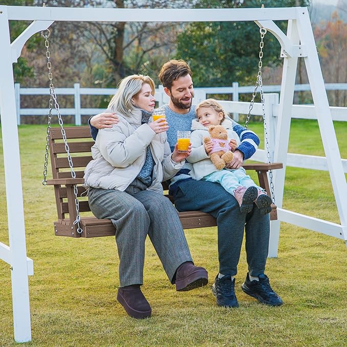 KINGYES Outdoor Hanging Porch Swing Set of 2, Waterproof Swing - Image 8