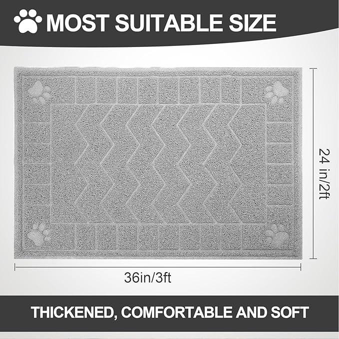 Cat Litter Mat, Litter Trapping Mat Soft on Kitty Paws, Waterproof, Easy Clean - Image 2