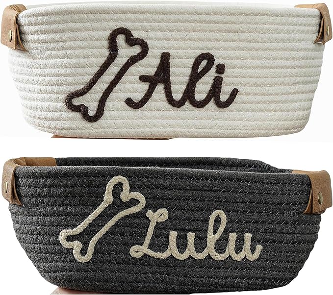 JUPPE Pet Dog Basket with Personalized Name, Dog Toys Storage Organizer Custom - Image 9