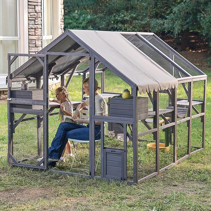 Aivituvin Catio for Multiple Cats, Large 56.54ft² Outdoor Enclosure, by Aivituvin