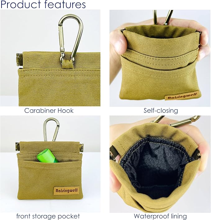 Raisingwell Dog Treat Pouch, Cotton Fabric, Hand Free Dog Walking Bag - Image 3