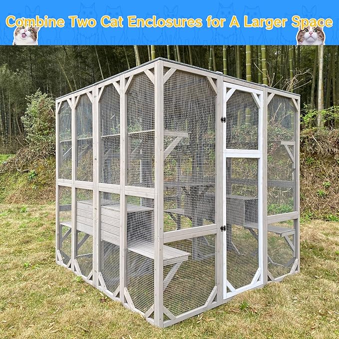 Ketive Large Catio Outdoor Cat Enclosure, Wooden Cat House Outdoor - Image 8