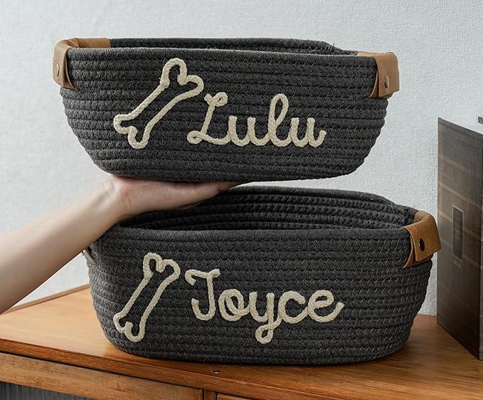 JUPPE Pet Dog Basket with Personalized Name, Dog Toys Storage Organizer Custom - Image 6