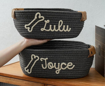 JUPPE Pet Dog Basket with Personalized Name, Dog Toys Storage Organizer Custom - Image 6