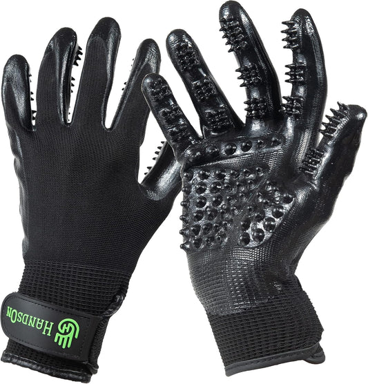 H HANDSON Pet Grooming Gloves - Patented #1 Ranked, Award Winning Shedding, Bathing, & Hair Remover Gloves - Gentle Brush for Cats, Dogs, and Horses