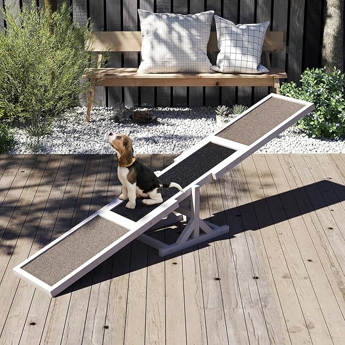 PETSITE Wooden Dog Agility Seesaw, Dog Exercise & Play Set, Outdoor Run Game Toy - Image 3