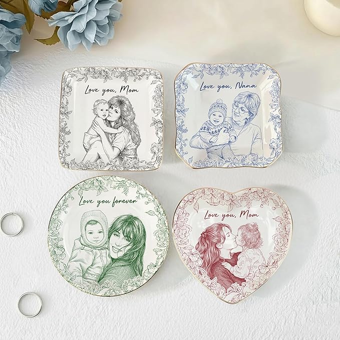 LOVELYPOD Custom Mom Nana Jewelry Tray, Family Photo Ring Holder, Mama Trinket - Image 4