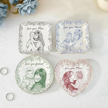 LOVELYPOD Custom Mom Nana Jewelry Tray, Family Photo Ring Holder, Mama Trinket - Image 4