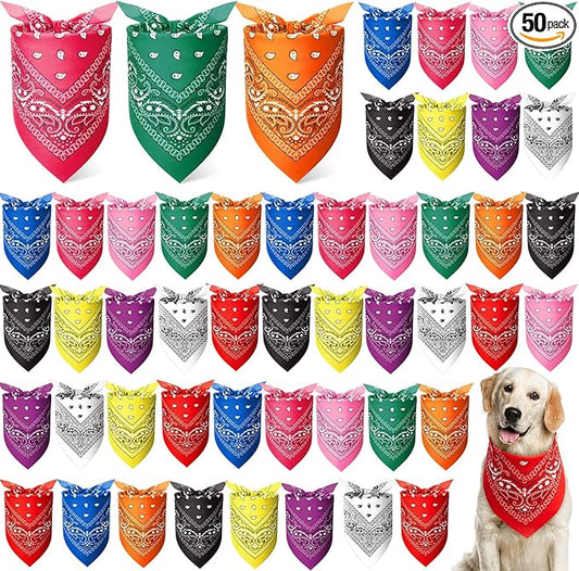 Sanwuta 50 Pcs Paisley Dog Bandanas Bulk Western Cowboy Bandanas by Sanwuta