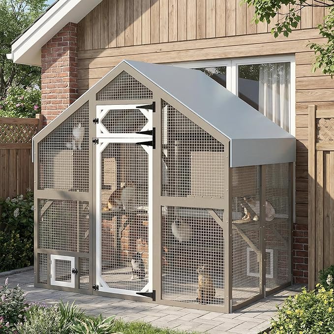71" H Catio Outdoor Cat Enclosure Weatherproof, Large Walk-in Cat House by MAGAZOOPET