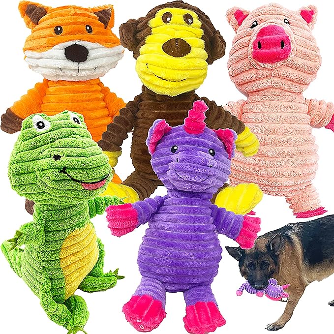 Jalousie Plush Toys Assortment Value Bundle Puppy Pet Mutt Squeak Toy by Jalousie