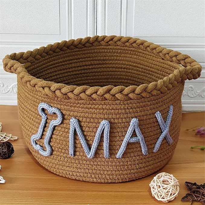 JUPPE Pet Dog Basket with Personalized Name, Dog Toys Storage Organizer Custom - Image 4