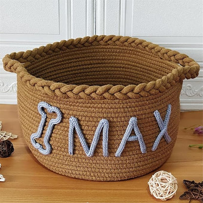 JUPPE Pet Dog Basket with Personalized Name, Dog Toys Storage Organizer Custom - Image 4