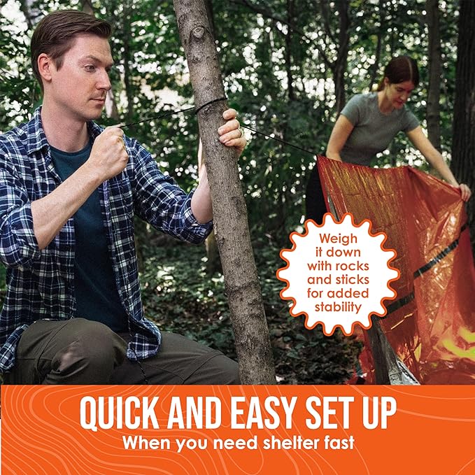 Go Time Gear Survival Life Tent • 2 Person Mylar Emergency Shelter Tube Tent + - Image 5