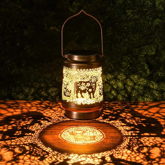 Highland Cow Solar Lanterns Outdoor Waterproof, Highland Cow Gifts by Romart