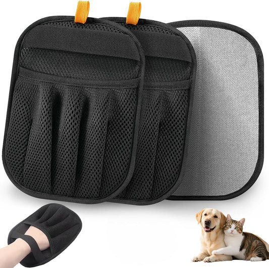 2Pcs Pet Hair Removal Glove for Cats & Dogs, 2025 Newly Upgraded Five-Finger Electrostatic Pet Hair Gloves, Reusable Pet Hair Remover Tool for Couch, Clothing, Car Seat,Carpet