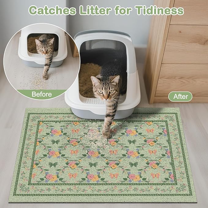 Unicorn Catcher 33x22 inches Cat Litter Mat Non-Slip Bottom Litter Box Mat - Image 2